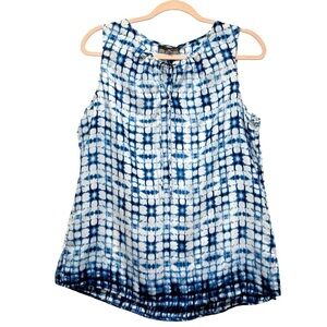 Crosby Blue Tie-Dye Sleeveless Top with neck adjustable tie
